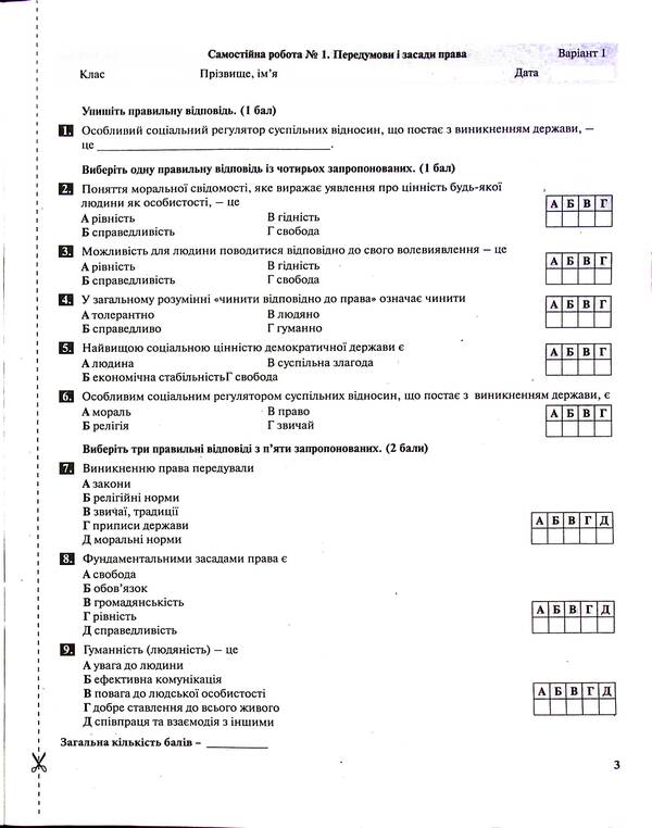 Test control of learning results. Fundamentals of jurisprudence. 9th grade / Тестовий контроль результатів навчання. Основи правознавства. 9 клас Татьяна Ремех 978-966-945-447-8-3