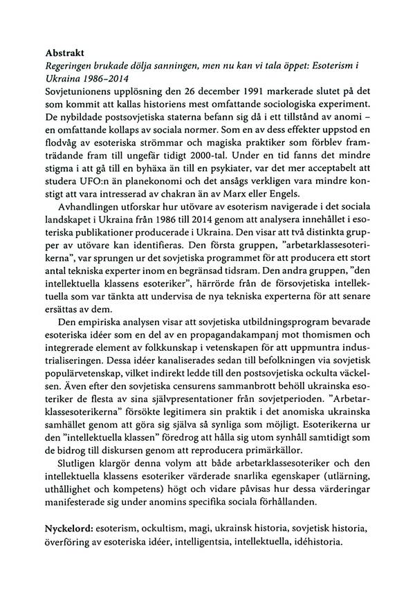The Government Used To Hide The Truth. Contemporary Esotericism In Ukraine 19862014 Katerina Zorya - Катерина Зоря 9789189504431-4