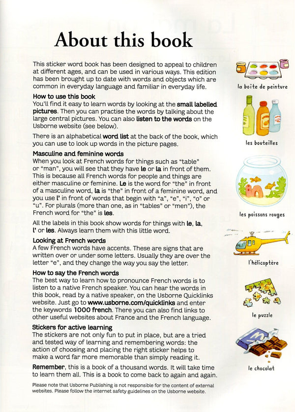 The Usborne First Thousand Words In French Sticker Book (+Stickers) Heather Amery / Хизер Амери 9781409580225-3