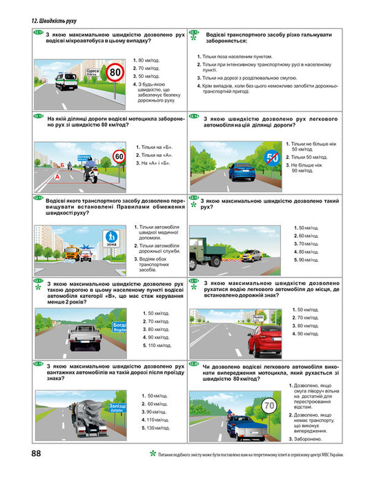 Thematic Questions For Testing Knowledge Of Traffic Rules, Legislation, Road Safety, The Basics Of Providing First Aid - Тематичн запитання для переврки знань Правил дорожнього руху, законодавства, безпеки дорожнього руху, основ надання першо медично допомоги Zinovy Derech, Yury Zavoritsky - Зновй Дерех, Юрй Заворицький 9789664982433-2