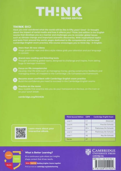 Think 2Nd Ed Starter (A1) Student's Book With Interactive Ebook British English Jeff Stranks, Peter Lewis-Jones, Herbert Puchta / Джефф Стрэнкс, Питер Льюис-Джонс, Герберт Пучта 9781009151924-2