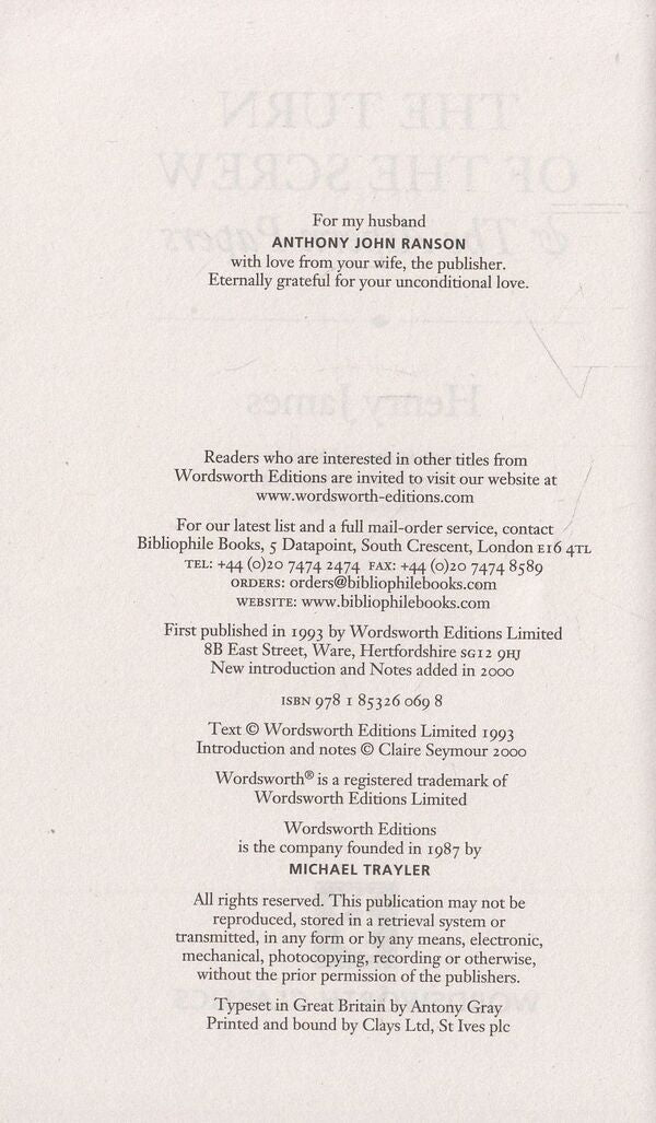 Turn of the Screw & The Aspern Papers / Turn of the Screw & The Aspern Papers Генри Джеймс 978-1-85326-069-8-3