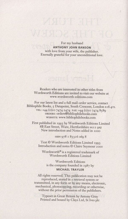 Turn of the Screw & The Aspern Papers / Turn of the Screw & The Aspern Papers Генри Джеймс 978-1-85326-069-8-3