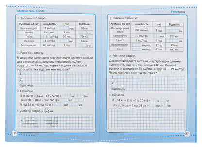 Tutor. Math. 4th grade / Репетитор. Математика. 4 клас Ксенья Шевченко 978-966-939-173-5-6