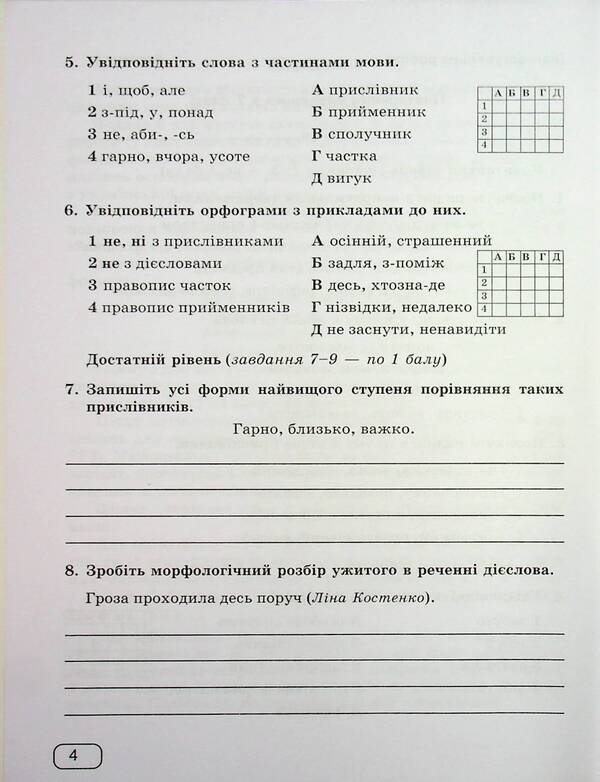 Ukrainian. Diagnostic work. Grade 8 / Українська мова. Діагностувальні роботи. 8 клас Галина Панчук, Ольга Приведа 9789660744059-5