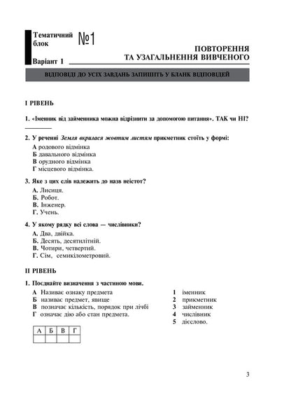 Ukrainian. Thematic Test Notebook. Grade 5 / Українська мова. Тематичний тестовий зошит. 5 клас Taras Tkachuk / Тарас Ткачук 9789661036740-3