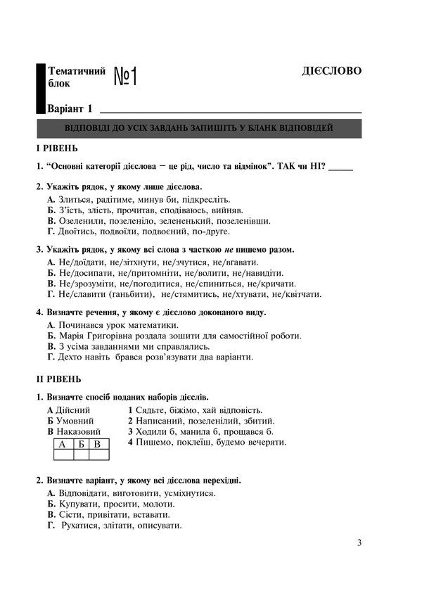 Ukrainian. Thematic Test Notebook. Grade 7 / Українська мова. Тематичний тестовий зошит. 7 клас Taras Tkachuk / Тарас Ткачук 9789661042475-4