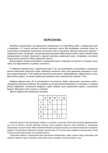Ukrainian Language And Literature. Independent And Control Works To Test Knowledge. Grade 11 / Українська мова та література. Самостійні та контрольні роботи для перевірки знань. 11 клас Vera Kogut, Halyna Gul / Вера Когут, Галина Гуль 9789661060448-3