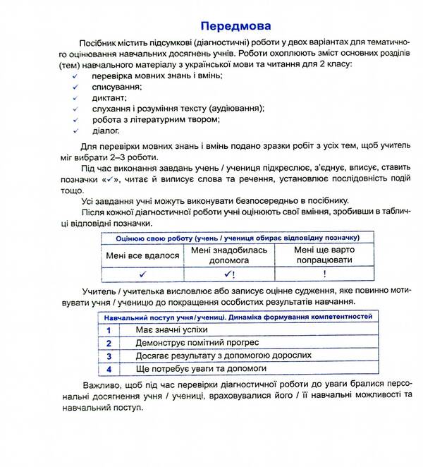 Ukrainian Language And Reading. Diagnostic Work. Grade 2 / Українська мова та читання. Діагностичні роботи. 2 клас Nadiazhda Kravtsova, Olga Appendix / Надежда Кравцова, Ольга Придаток 9789660738867-4