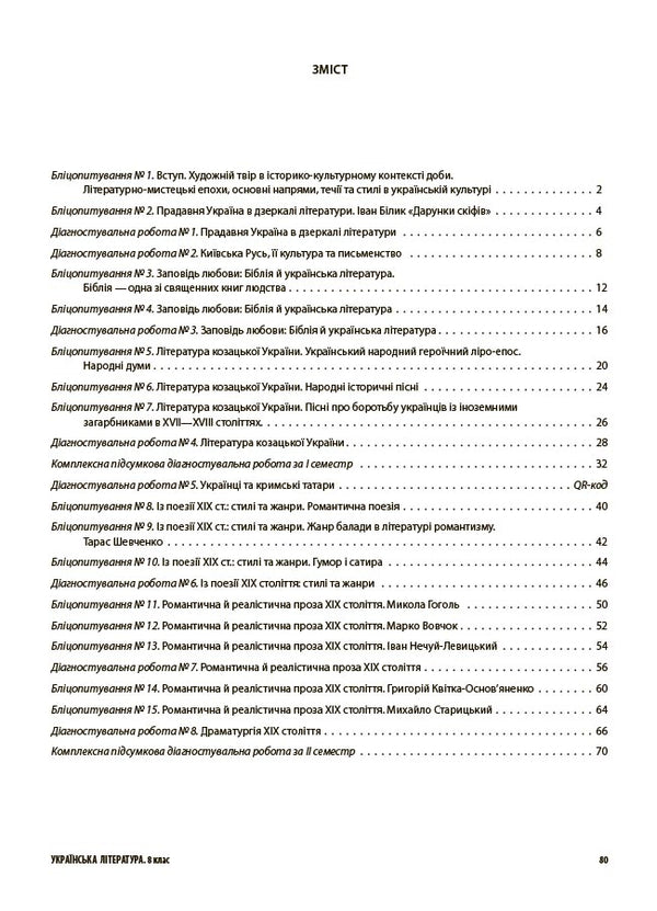 Ukrainian Literature. All diagnostic work. Grade 8 / Українська література. Усі діагностувальні роботи. 8 клас Ольга Куцинко 9786170043702-3