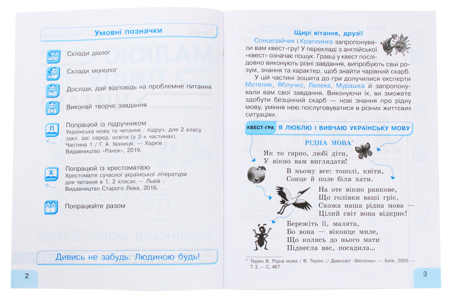 Ukrainian language. 2nd class. An integrated study guide for the formation of communicative competence of younger schoolchildren. Part 1 / Українська мова. 2 клас. Інтегрований навчальний посібник для формування комунікативної компетентності молодших школярів. Частина 1 Галина Иваница 978-617-09-5800-6-3