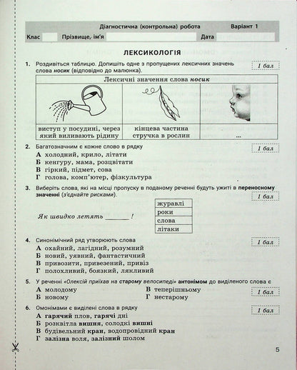 Ukrainian language. 5th grade NUSH. Control of learning results / Українська мова. 5 клас. НУШ. Контроль результатів навчання Александр Заболотный, Виктор Заболотный 978-966-945-365-5-4