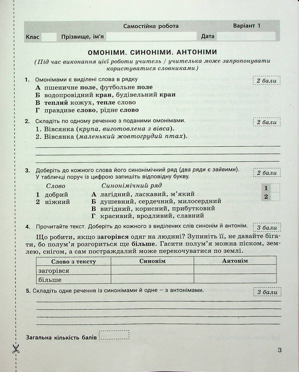 Ukrainian language. 5th grade NUSH. Control of learning results / Українська мова. 5 клас. НУШ. Контроль результатів навчання Александр Заболотный, Виктор Заболотный 978-966-945-365-5-2