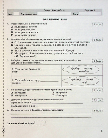 Ukrainian language. 6th grade Control of learning results / Українська мова. 6 клас. Контроль результатів навчання Александр Заболотный, Виктор Заболотный 978-966-945-372-3-5