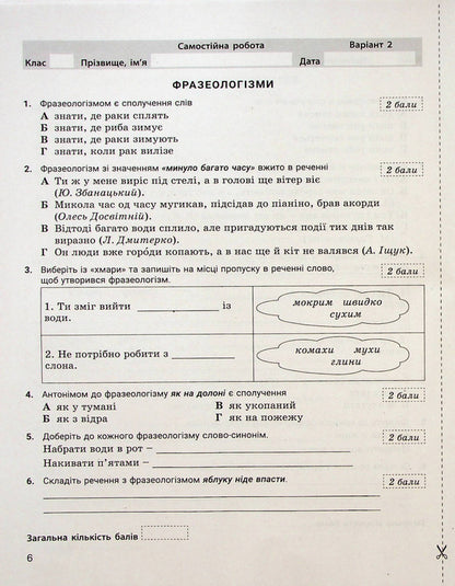 Ukrainian language. 6th grade Control of learning results / Українська мова. 6 клас. Контроль результатів навчання Александр Заболотный, Виктор Заболотный 978-966-945-372-3-6