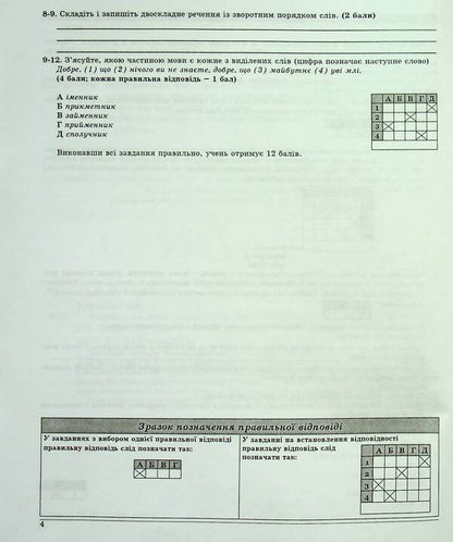 Ukrainian language. 8th grade Control test tasks / Українська мова. 8 клас. Контрольні тестові завдання Елена Курылина, Галина Земляная 978-617-539-225-6-4