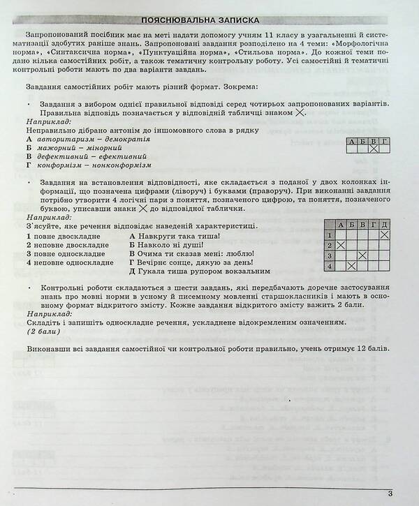 Ukrainian language. Grade 11. Control test tasks / Українська мова. 11 клас. Контрольні тестові завдання Елена Курылина, Галина Земляная 978-966-97780-6-2-5