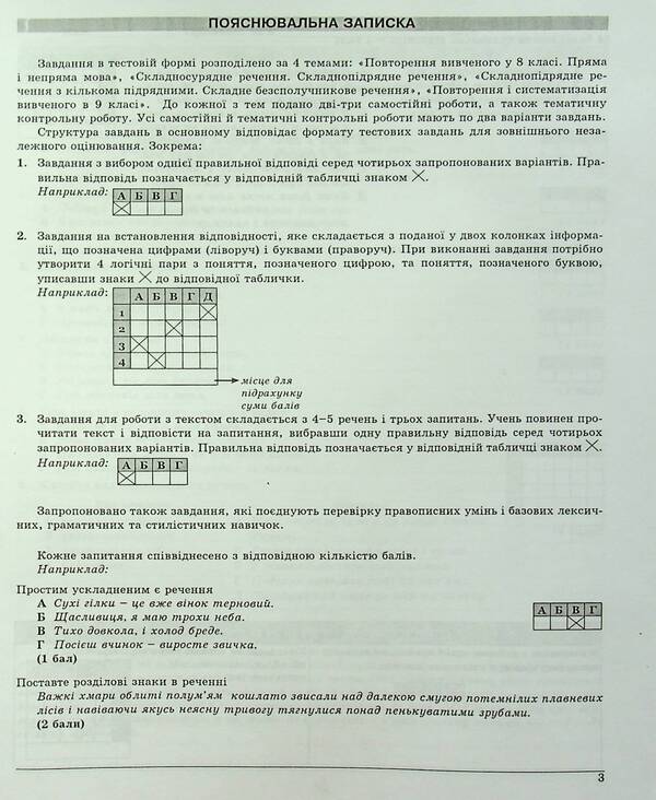 Ukrainian language. Grade 9. Control test tasks / Українська мова. 9 клас. Контрольні тестові завдання Елена Курылина, Галина Земляная 978-617-539-249-2-3