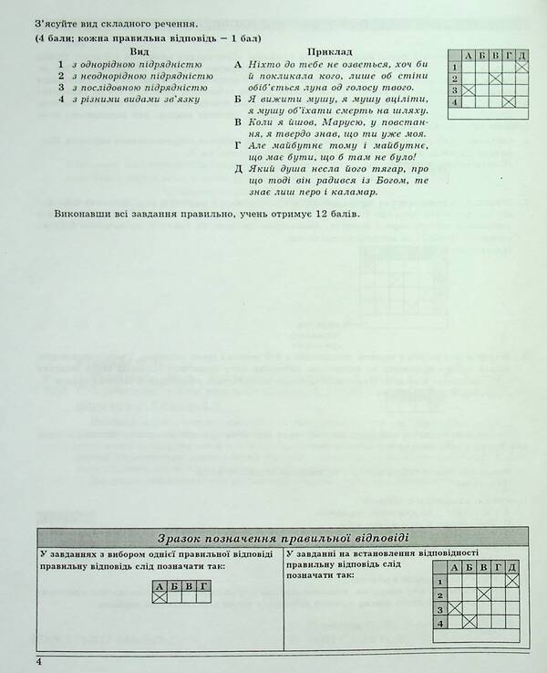 Ukrainian language. Grade 9. Control test tasks / Українська мова. 9 клас. Контрольні тестові завдання Елена Курылина, Галина Земляная 978-617-539-249-2-4
