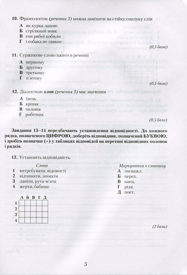 Ukrainian language. Notebook for control works. Grade 10 / Українська мова. Зошит для контрольних робіт. 10 клас Александр Авраменко 9789663496719-4