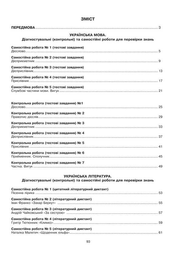 Ukrainian language and literature. 7th grade. Diagnostic (control) and independent works to test knowledge / Українська мова та література. 7 клас. Діагностувальні (контрольні) та самостійні роботи для перевірки знань Вера Когут, Галина Гуль 978-966-10-8974-6-2