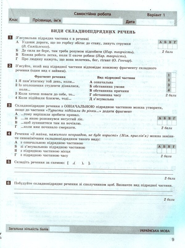 Ukrainian language and literature. Grade 9. Test control of learning results / Українська мова та література. 9 клас. Тестовий контроль результатів навчання Александр Заболотный, Виктор Заболотный 978-966-945-162-0-6