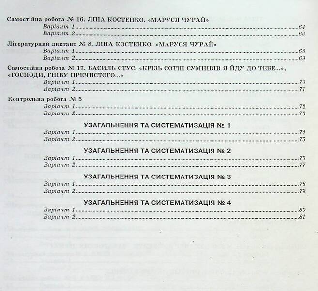 Ukrainian literature. Grade 11. Control test tasks / Українська література. 11 клас. Контрольні тестові завдання Елена Курылина, Галина Земляная 978-966-97780-7-9-5