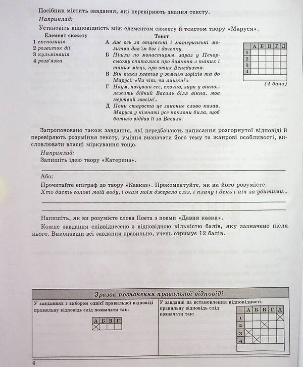 Ukrainian literature. Grade 9. Control test tasks / Українська література. 9 клас. Контрольні тестові завдання Елена Курылина, Галина Земляная 978-617-539-250-8-5