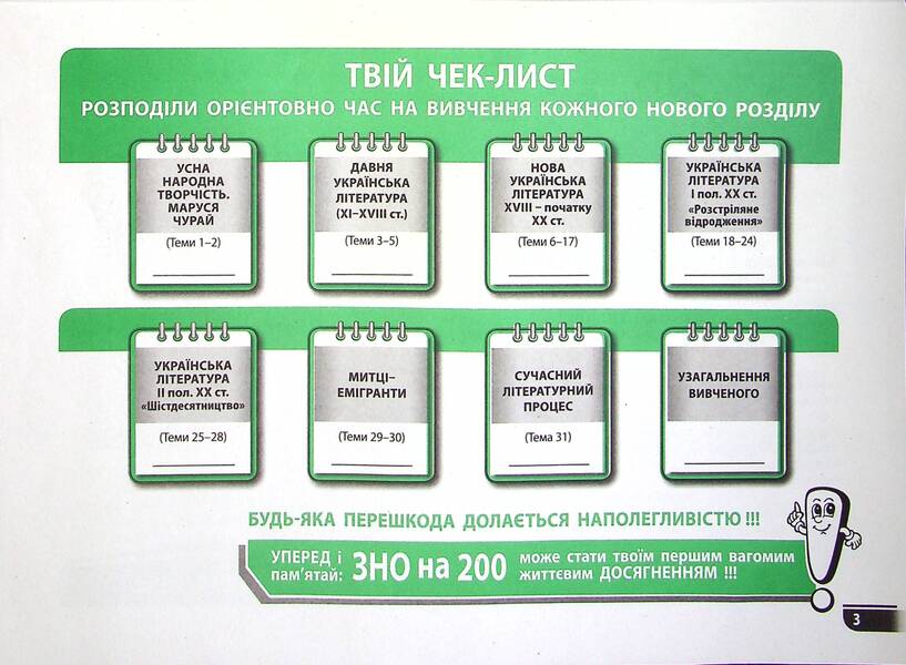 Ukrainian literature. Intensive workbook. Modern preparation for external examinations / Українська література. Зошит-інтенсив. Сучасна підготовка до ЗНО Наталия Золочевская 978-966-496-528-3-4