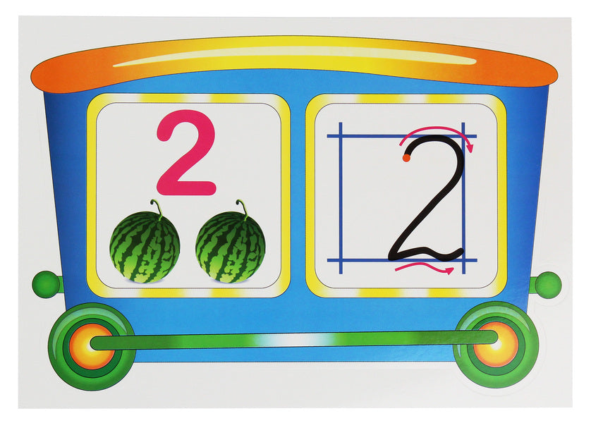 We study numbers. Train + 9 cars. A set for interior decoration / Вивчаємо цифри. Потяг + 9 вагонів. Набір для оформлення інтер'єру  4823076141912-4
