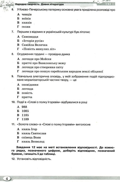 Workbook for control evaluation of Ukrainian literature. Grade 9 / Зошит для контрольного оцінювання з української літератури. 9 клас Нина Бернадская, Людмила Коваленко 978-617-7485-52-9-4