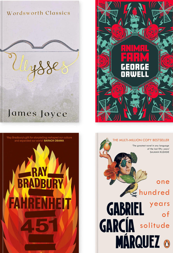 World Classics. Ulysses. Animal Farm. Fahrenheit 451. One Hundred Years of Solitude (set of 4 books) / World Classics. Ulysses. Animal Farm. Fahrenheit 451. One Hundred Years of Solitude (set of 4 books) Джеймс Джойс, Джордж Оруэлл, Рэй Брэдбери, Габриэль Гарсиа Маркес 9781840226355, 9781802633894, 9780006546061, 9780241968581-1
