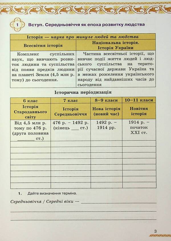 World History. Grade 7. Notebook for self -work / Всесвітня Історія. 7 клас. Зошит для самостійної роботи Ирина Дрибныця, Виталий Дрибныця 978-966-991-355-5-4