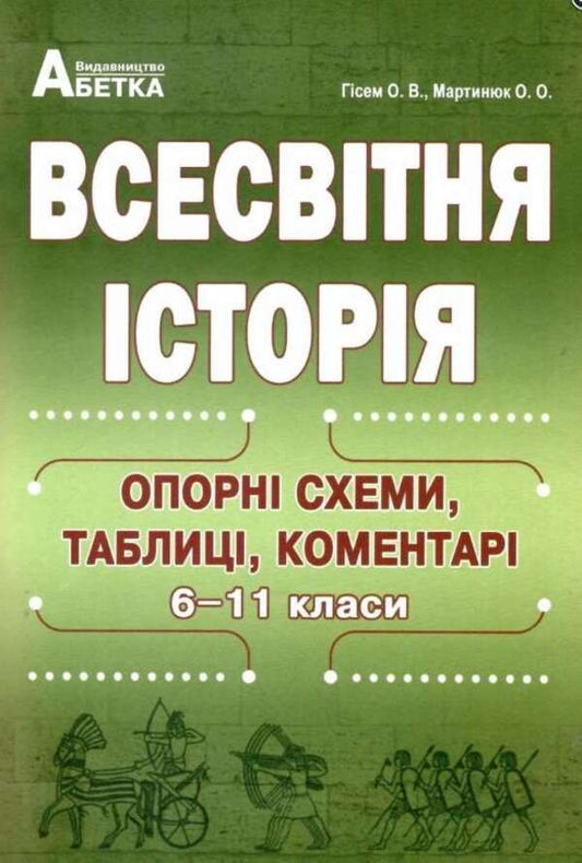 World History. Reference diagrams, tables, comments. 6-11 grades / Всесвітня історія. Опорні схеми, таблиці, коментарі. 6-11 класи Александр Гисем, Олеся Мартынюк 978-966-682-412-0-1
