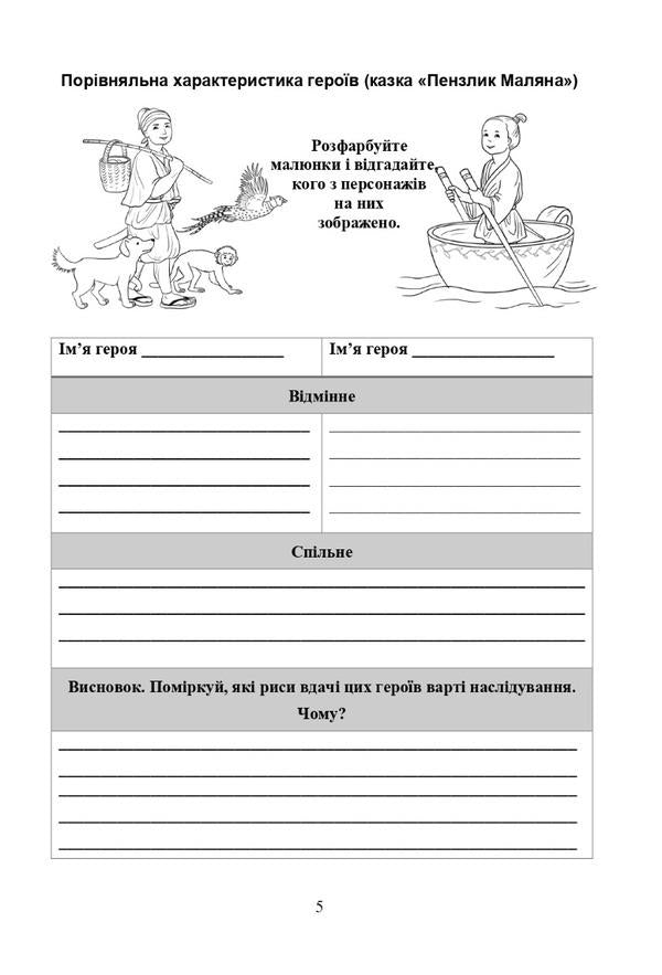 World Literature. Workbook for diagnosis. 5th grade / Зарубіжна література. Робочий зошит для діагностування. 5 клас Нина Миляновская, Леся Сыч 978-966-308-857-0-4